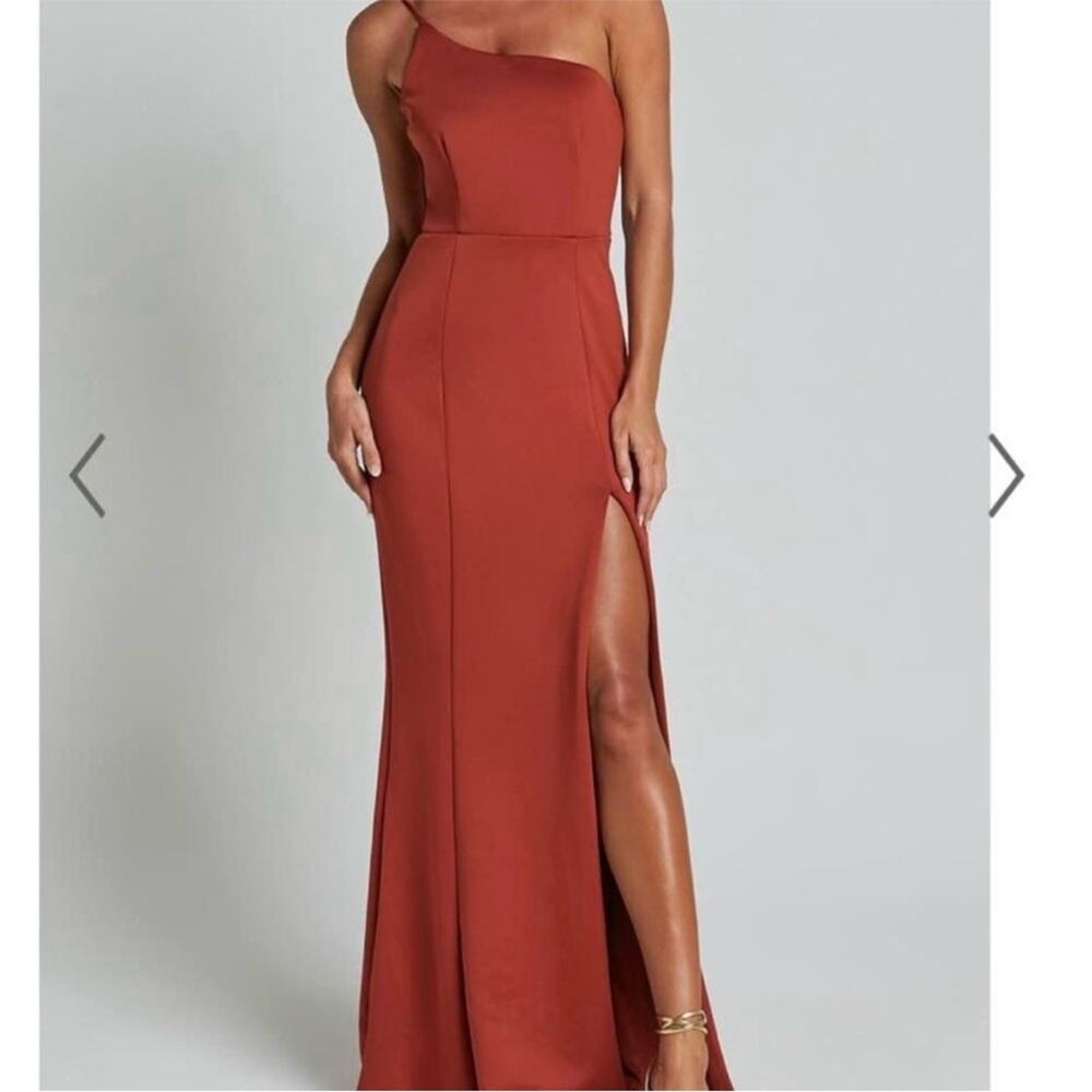 Showpo No One's Fault Rust One Shoulder Maxi Dress 14 NWT